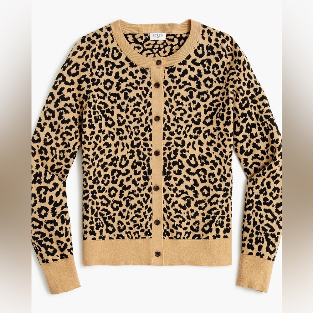 a new day Leopard Print Cardigan Sweater with Buttons | Size: L